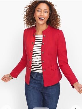 Talbots Knit Twill Band Jacket 16 Old Money Preppy Statement Career Office NWOT